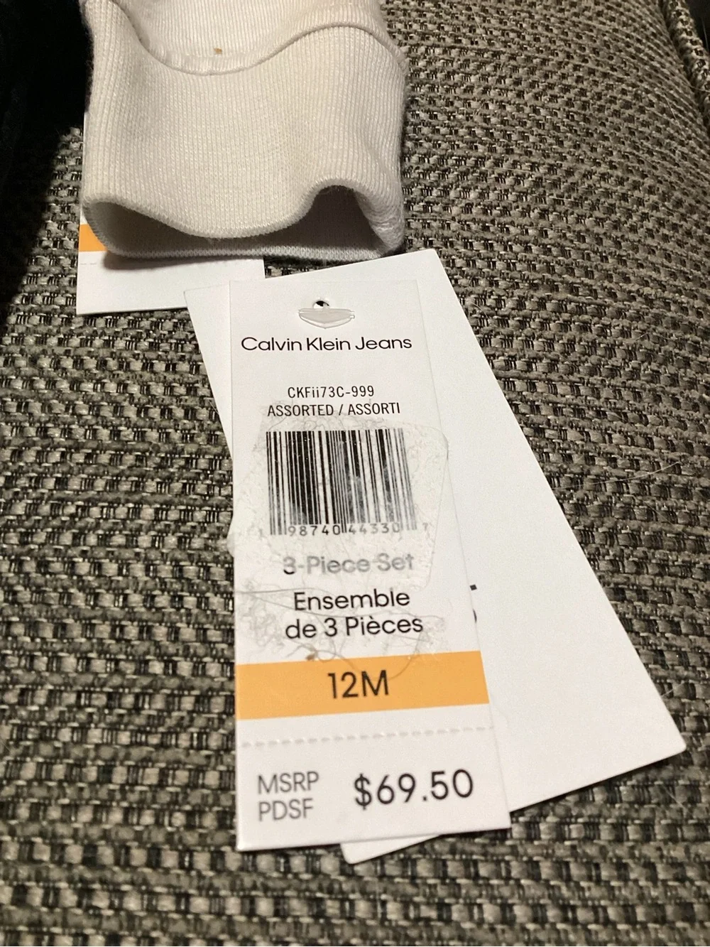 Calvin Klein Baby Boys 3-pc Set Vest Long Sleeve T-shirt Jogger Sweatpants 12M